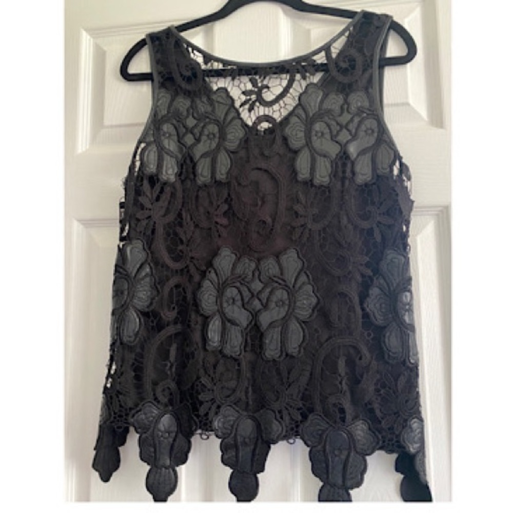 Lace & Faux Leather Cami
